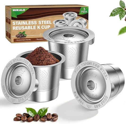 3-Pack Reusable Cups for Keurig: Stainless Steel Reusable Coffee Pods for Keurig 1.0 - Eco-Friendly & Cost-Saving Coffee Filters for Daily Brewing - Easy to Fill & Clean