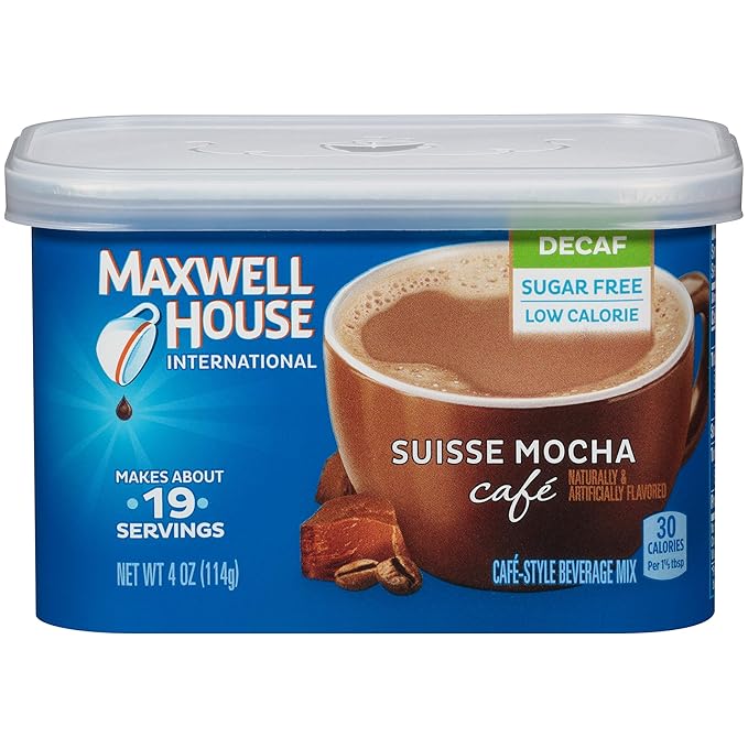 Maxwell House International Coffee Decaf Sugar Free Suisse Mocha Cafe, 4 Ounce