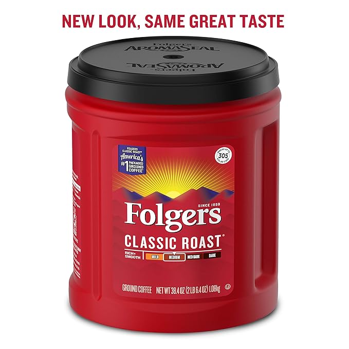 Folgers Classic Roast Medium Roast Ground Coffee, 38.4 Ounces