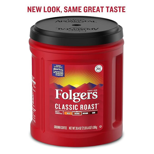 Folgers Classic Roast Medium Roast Ground Coffee, 38.4 Ounces