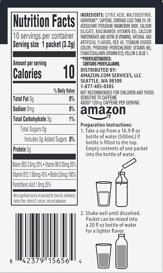 Happy Belly Drink Mix Singles, Strawberry with Caffeine, (Previously Solimo) 1.1 ounce (Pack of 4)