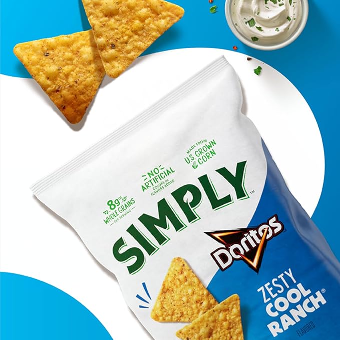 Simply, Doritos White Cheddar Nacho and Zesty Ranch Variety Pack, 0.875 Oz (Pack of 17)