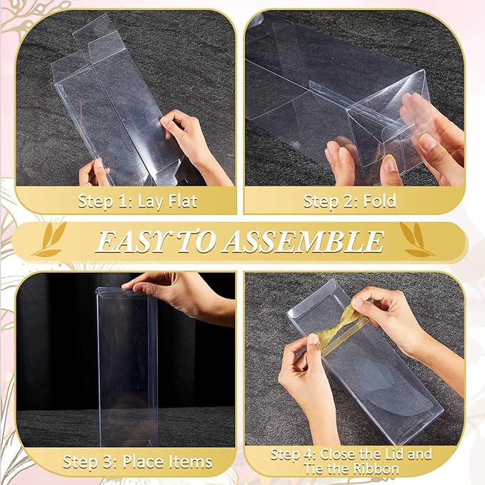50 Pcs Mug Gift Boxes Clear Tumblers Packaging Box with Ribbon for Sublimation Tumblers Compatible with Stanley 11oz 12oz 15oz 20oz 30oz 40oz(3.3 x 3.3 x 9.8 Inch)