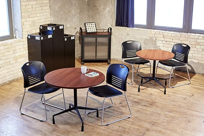 Safco Impromptu Refreshment Cart, 200 lbs. Capacity, Double Doors, Swivel Wheels, Cherry Top, Black Frame