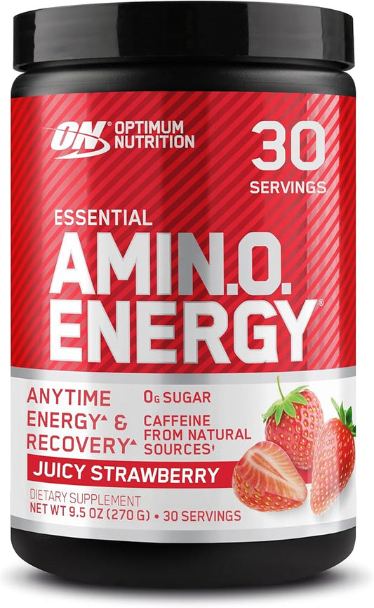Optimum Nutrition Amino Energy - Pre Workout with Green Tea, BCAA, Amino Acids, Keto Friendly, Green Coffee Extract, Energy Powder - Juicy Strawberry Burst, 9.5 Ounce, 30 Servings (Packaging May Vary)