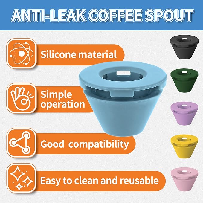 Silicone Anti-Leak Coffee Spout for Keurig K-Mini & Express - Splash-Proof Accessory, No Mess Drip-Free Design, Easy to Clean & Reusable (Black)