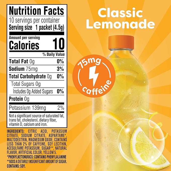 Crystal Light Energy Boost Lemonade Drink Mix, 10 ct On-the-Go Packets