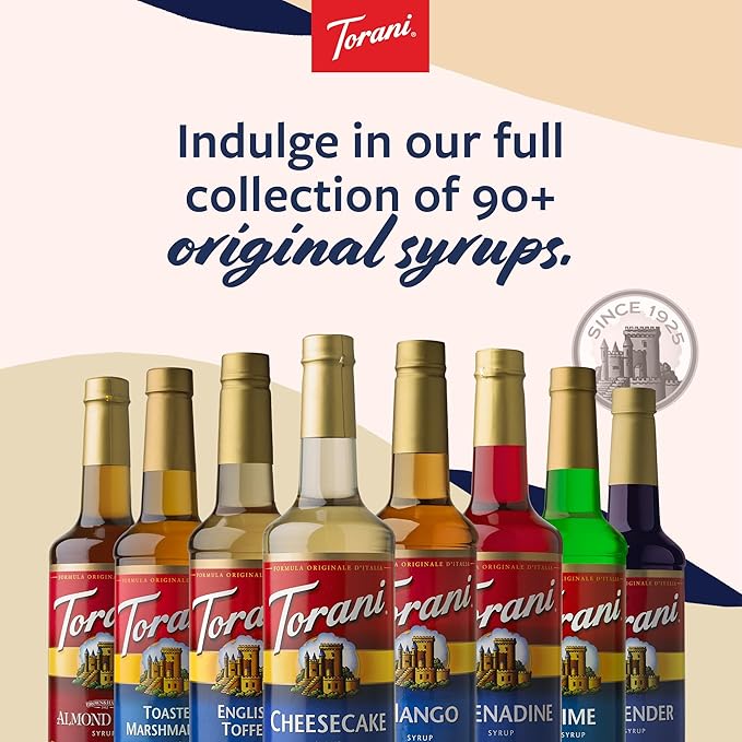 Torani Grenadine Syrup for Drinks, Flavoring for Sodas, Cocktails, and Mocktails, Pump Included, 25.4 Oz