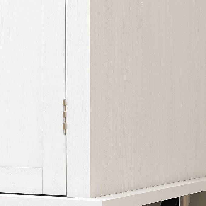HOMCOM Kitchen Island Cart with Rubber Wood Top, Rolling Kitchen Island Table on Wheels with Drawers, Adjustable Shelves, Spice Rack and Towel Rack for Dining Room, Distressed White