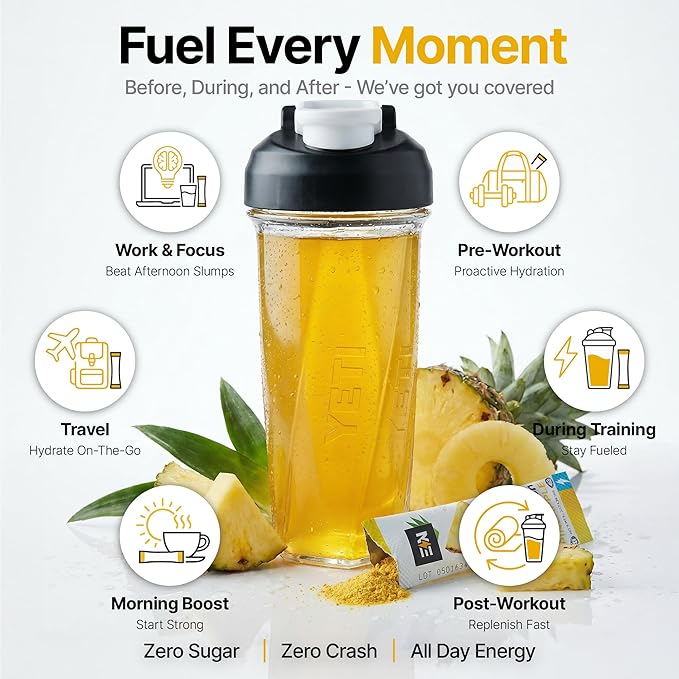 Engineered Nutrition Sugar-Free Electrolyte Powder Packets - Pineapple Flavor - Keto Hydration Packets w/Magnesium, Potassium & Sodium - Zero Calorie, Vegan, Non-GMO, Gluten-Free - 18 Single Servings