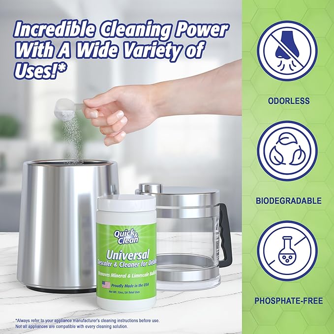 Quick & Clean Universal Descaler - 2lbs - Made in the USA - Granule Descaling Powder for Distilling Machines & More - Removes Mineral & Limescale Build Up