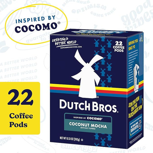 Dutch Bros Coconut Mocha Flavored Coffee inspired by Cocomo®, 22 Count, Medium Roast, Single Serve Coffee Pods for Keurig K-Cup Brewers