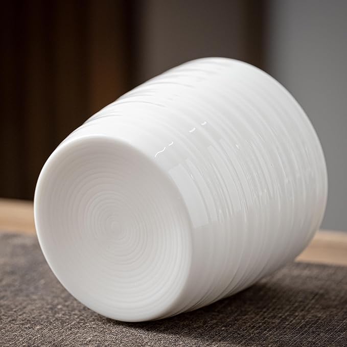 TEANAGOO Japanese Tea Cup, 7.1 Oz / 210 ml, Pure White, 4 Pcs/Box, Asian Tea Cup, Microwave & Dishwasher Safe