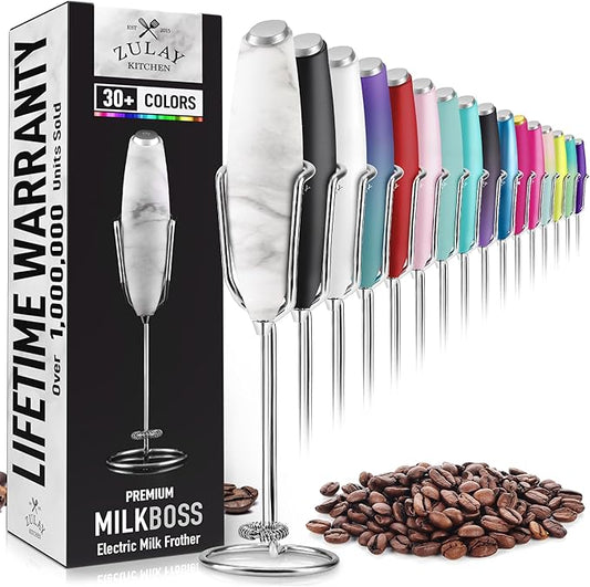 PRO MILK FROTHER WAND - ULTRA HIGH SPEED HANDHELD FROTHER - UPGRADED STAND - Powerful Handheld Mixer with Infinite Uses - Super Instant Electric Foam Maker with Stainless Steel Whisk (Quartz)