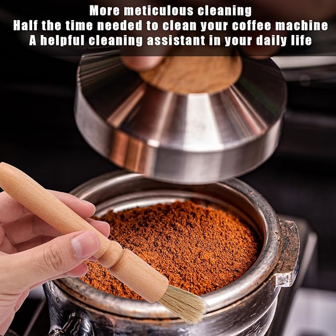 5pcs Coffee Machine Cleaning Brushes Set, Boar Bristle Espresso & Grinder Brushes Kit with Wooden Handle for Coffee Machine Accessories and Kitchen Cleaner