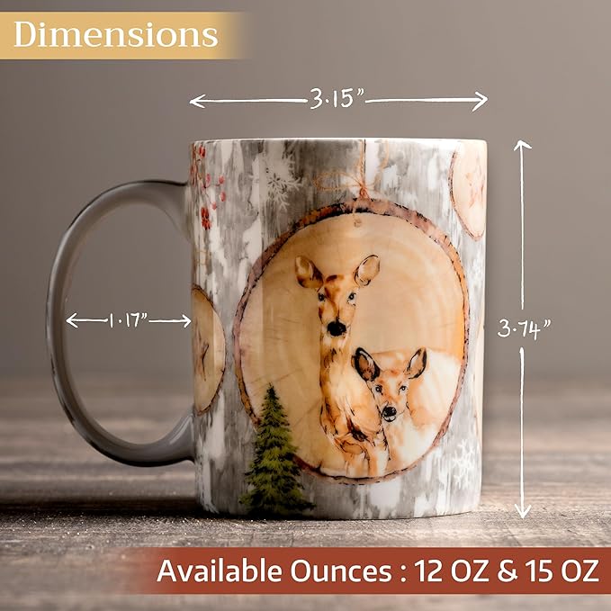 Maison d' Hermine Coffee Mug with Handles Fine Bone China Mugs Pack of Two Tea Cups for Hot Beverages Cappuccino Latte Home Restaurant Office Perfect for Gift (Mountain Life, 12 Ounce)