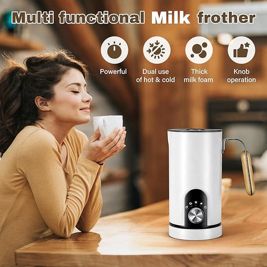 2026 Upgraded Milk Frother and Steamer, 19.9 OZ Detachable Milk Frother for Coffee with Temperature Display, 5 in 1 Large Capacity Automatic Warm and Cold Foam Maker for Coffee, Latte, Cappuccino