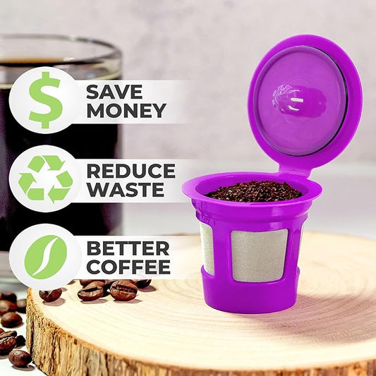 Perfect Pod 1-Stream Cafe Save Reusable K Cup Pod Coffee Filters - Refillable Coffee Pod Capsules with Built-In, Integrated Mesh Strainer for use with Keurig & Select Single Cup Coffee Makers, 4-Pack