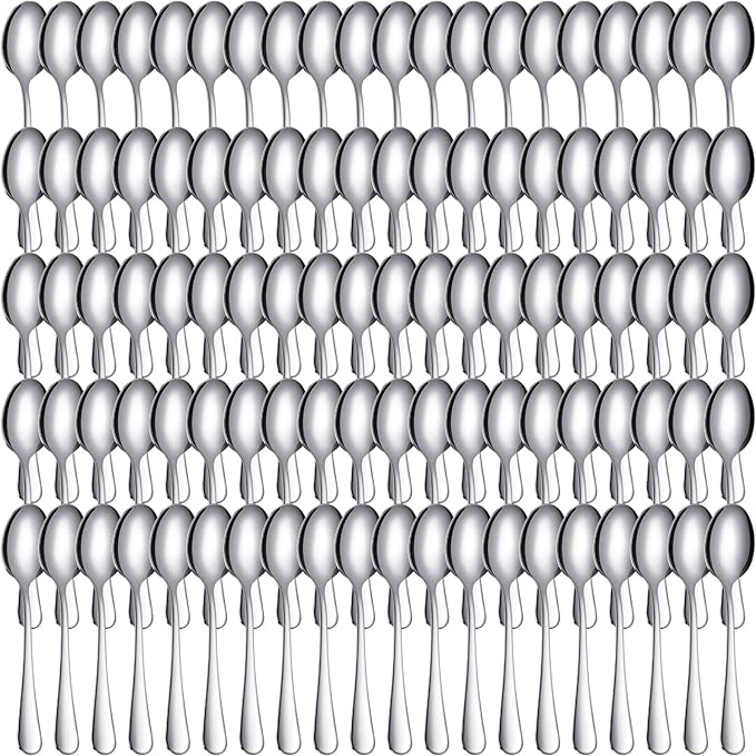 100 Pcs Demitasse Espresso Spoons Stainless Steel Bulk, 4.33'' Small Mini Coffee Tasting Dessert Spoons for Kitchen Dessert, Tea, Appetizer, 1.18'' Wide(Classic Style,Silver)