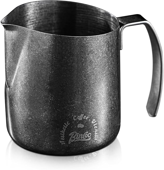 Bincoo Milk Frother Pitcher 500ml(17oz) - Stainless Steel Barista Milk Frothing Cup with Ice Crystals Design - Professional Espresso & Cappuccino for Coffee Machine,Latte Art