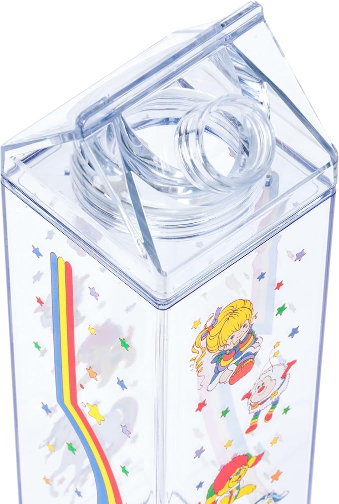 Silver Buffalo Rainbow Brite Plastic Milk Carton Bottle Featuring Rainbow Brite, Twink, Puppy Brite, and Starlite, 16.2 Ounces