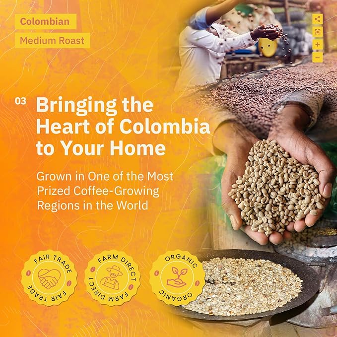 Colombian Medellín Whole Bean Coffee - Single Origin Medium Roast Coffee Beans, Freshly Roasted To Order Organic Specialty Coffee Beans, Specialty Grade, Fair Trade and Non-GMO, Chocolate & Berry Notes - 12 oz