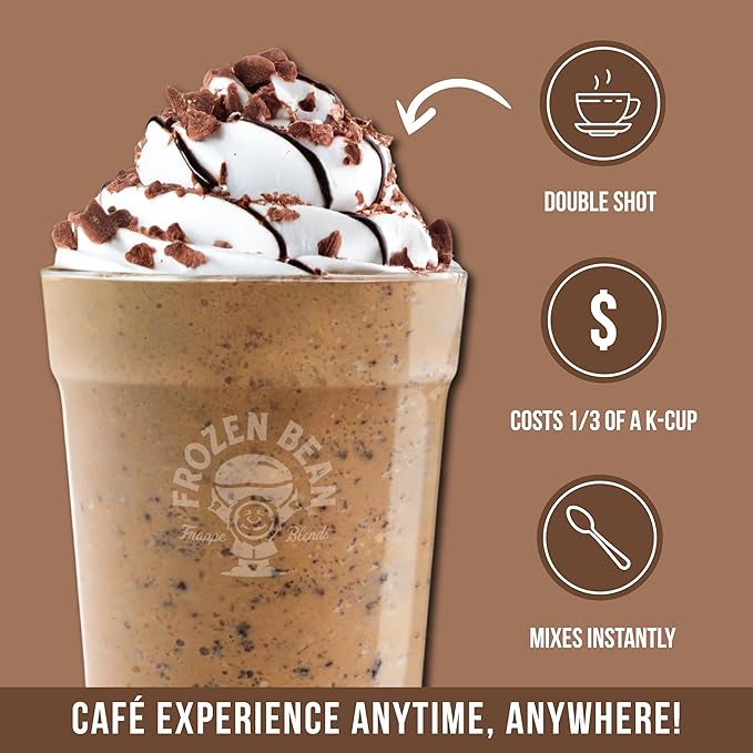 The Frozen Bean Mocha Frappe & Latte Instant Mix (10 Sticks), Made with Arabica Coffee, Double Shot Caffeine, Low Sugar & Premium Ingredients, Hot, Iced, or Blended Drinks
