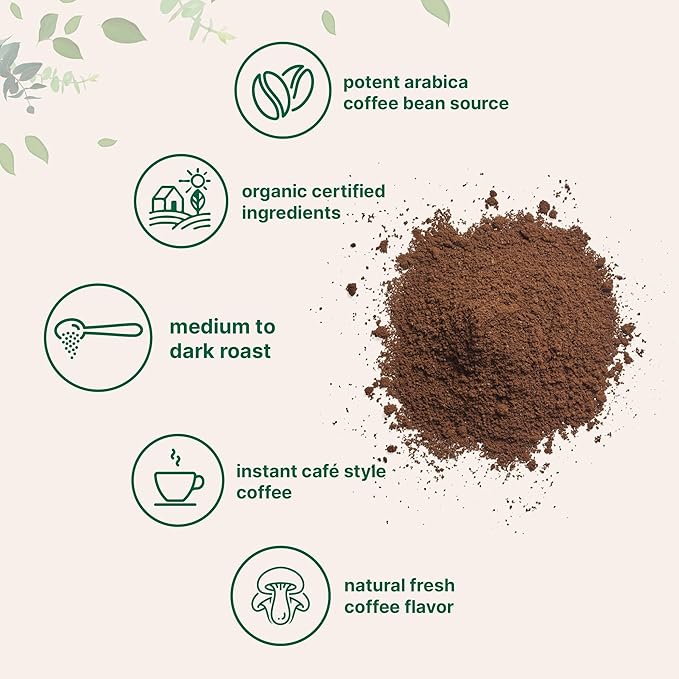 Organic Instant Coffee, 1lb Powder | Premium Arabica Coffee Beans Source | Medium to Dark Roast | Natural Fresh Flavor | Smooth & Rich | Non-GMO, Gluten Free