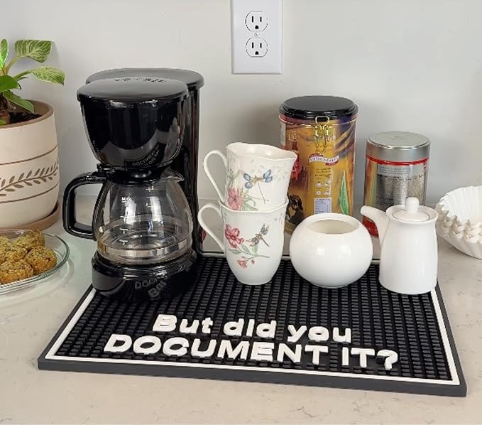 But did You Document It Sign Premium Silicone Bar Mats for Countertop 18x12 in, But Did You Document It Desk Sign Funny Office Decor Mat for Coffee Station, Countertop Protector for Cocktails