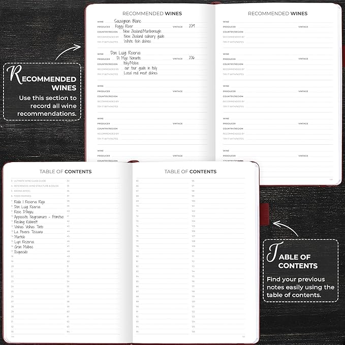 Clever Fox Wine Journal for Wine Tasting – Guided Wine Diary & Log Book with Tasting Instructions, Aroma Wheel, Food Pairing & Glass Guide – 132 Entries, Hardcover, A5 Size (Burgundy)