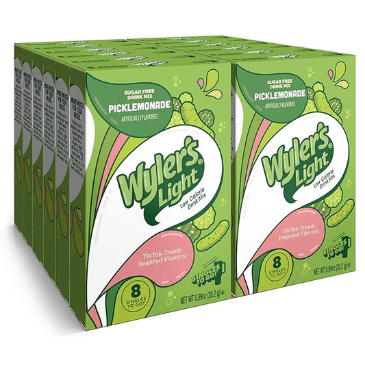 Wyler's Light Singles To Go Powder Packets, Water Drink Mix, Picklemonade, 96 Servings, 8 Count x Pack of 12