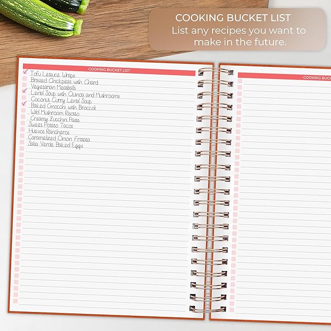 Clever Fox Recipe Book Spiral – Blank Family Cookbook – Empty Cooking Journal – Notebook Organizer to Write In Recipes – Large (Orange)