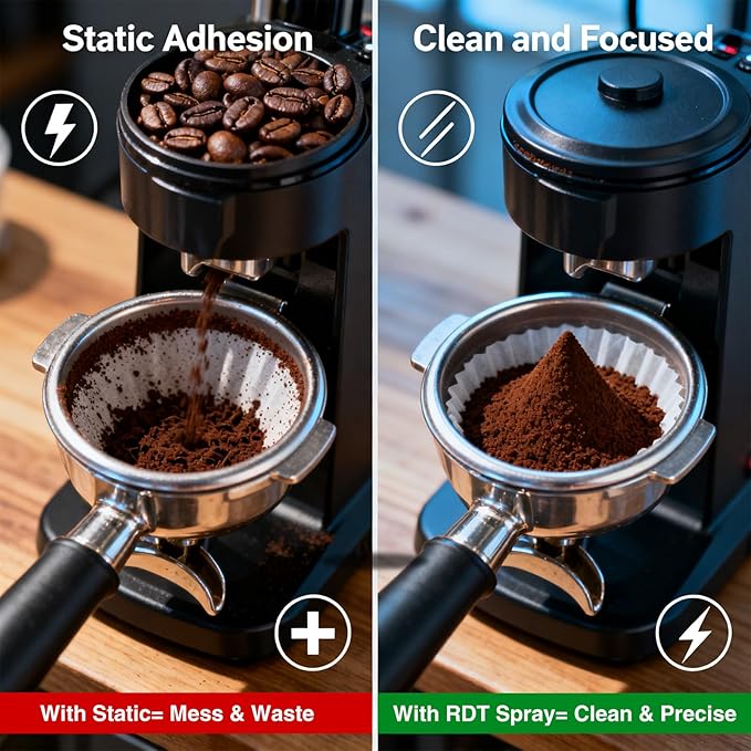 Ceramic Coffee Dosing Cup and 20 ML Spray Bottle Set - Static Reducing Espresso Accessories Kit for Home, Cafe | Professional Espresso Coffee Measuring Cups Tools (White)