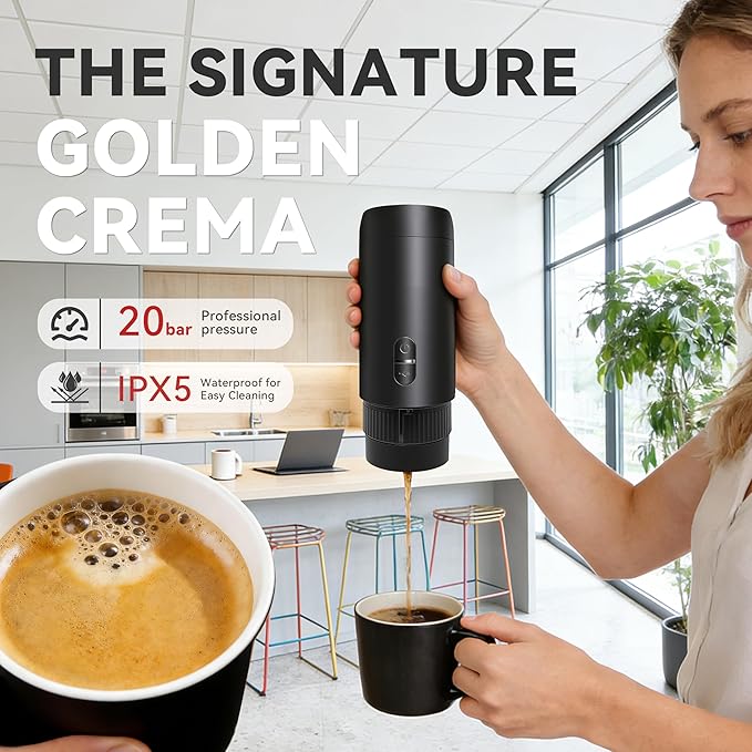 Portable Electric Espresso Machine, Coffee Espresso Maker for Travel with USB-C, Battery Powered 1800mAh, for Ground Coffee & NS Capsule, for Office,Gifts for Men, RV, Hiking