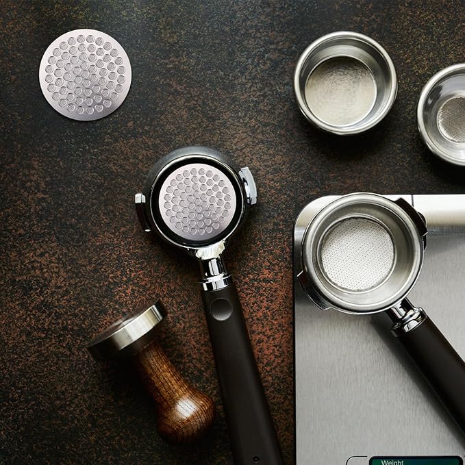 2pcs Espresso Puck Screen, 53mm Stainless Steel Coffee Portafilter Puck Screen 0.8mm Thickness Reusable Coffee Machine Accessories Compatible with Breville (Silver)