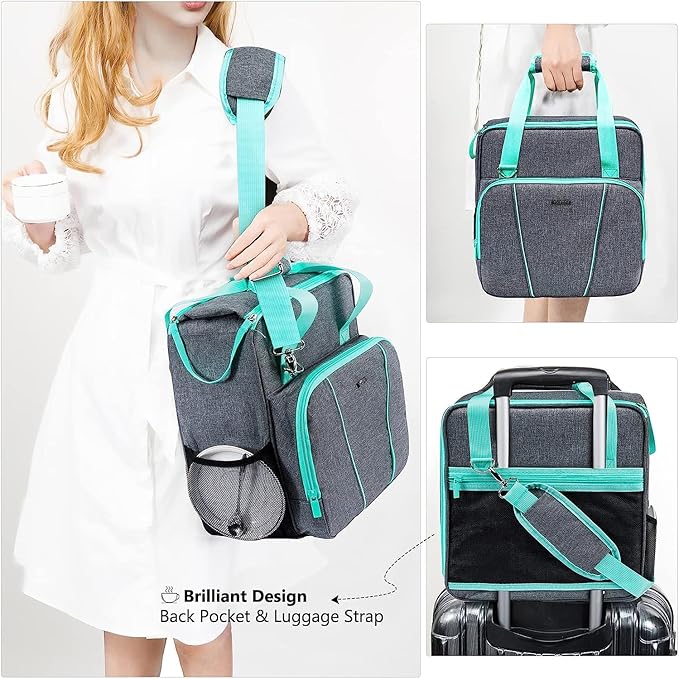 BAGSPRITE Travel Coffee Maker Bag for Keuriig K-Slim, Single Serve Brewer Carrying Case, Portable Travel Coffee Maker Storage Case with Pockets for K-Cup Pods (Full Open Design Patent Pending)
