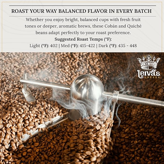 Leiva’s Unroasted Green Coffee Beans (1kg) – Coban/Quiche Single Origin Coffee w/Floral & Fresh Fruit Notes – Washed, Shade Grown Organic Guatemala Beans – Balanced, Whole Bean Unroasted Blend