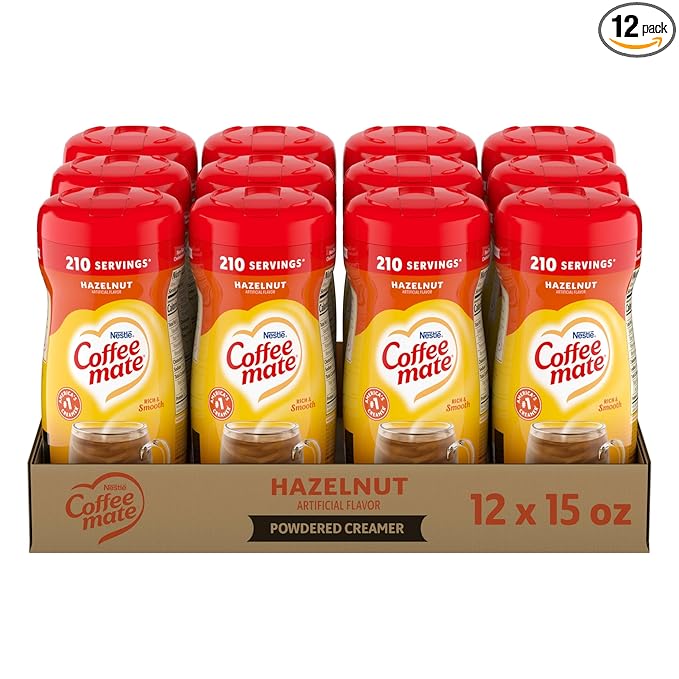 Nestle Coffee mate Coffee Creamer, Hazelnut, Non Dairy Powder Creamer, 15 oz Canister (Pack of 12)