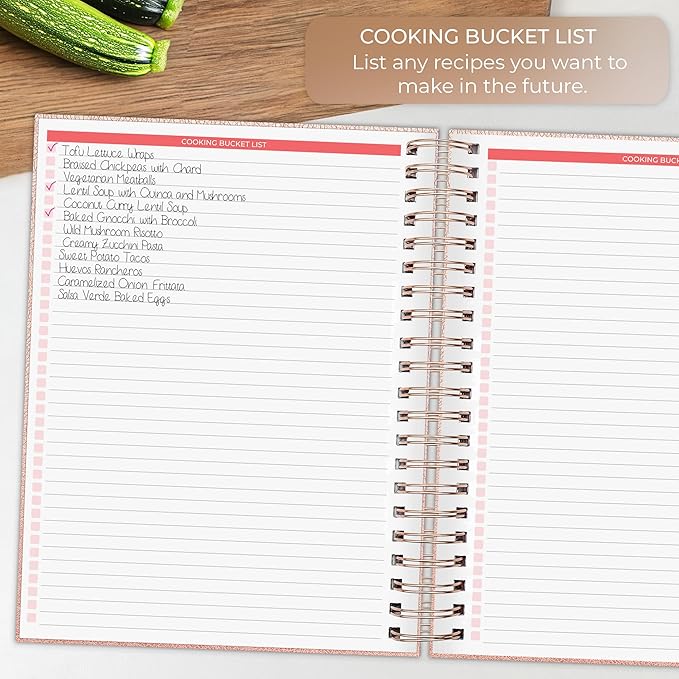 Clever Fox Recipe Book Spiral – Blank Family Cookbook – Empty Cooking Journal – Notebook Organizer to Write In Recipes – Large (Rose Gold)
