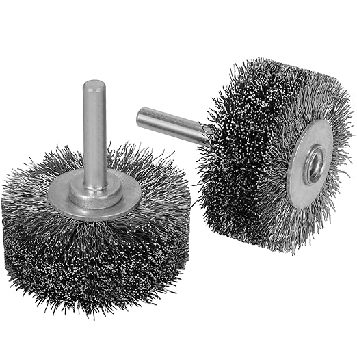 Baisiky 2 Pack 2 Inch Wire Wheel Brush for Drill Attachment,Heavy Duty Wire Brushes Removal Paint Rust & Corrosion, 0.012" Coarse Crimped Stainless Steel Wire, 1/4in Shank, 20000RPM
