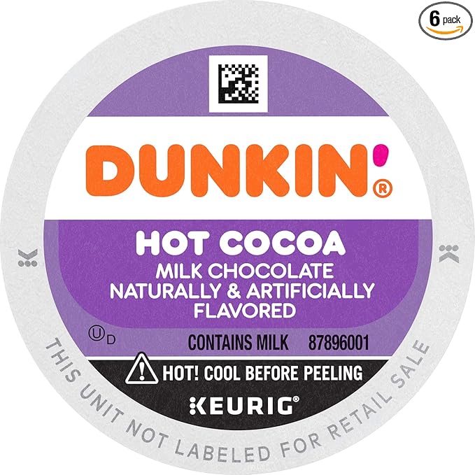 Dunkin' Milk Chocolate Hot Cocoa, 60 Keurig K-Cup Pods, 10 Count (Pack of 6)