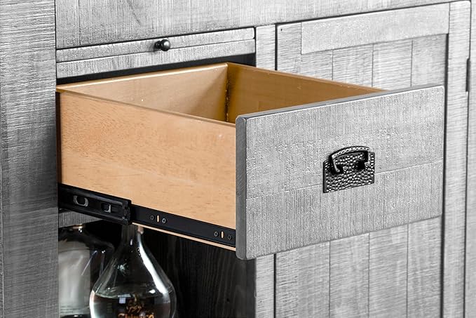 80 - Inch Alpine Bar Cabinet, 3-Tier Home Bar Cabinet (Alpine Grey Finish)
