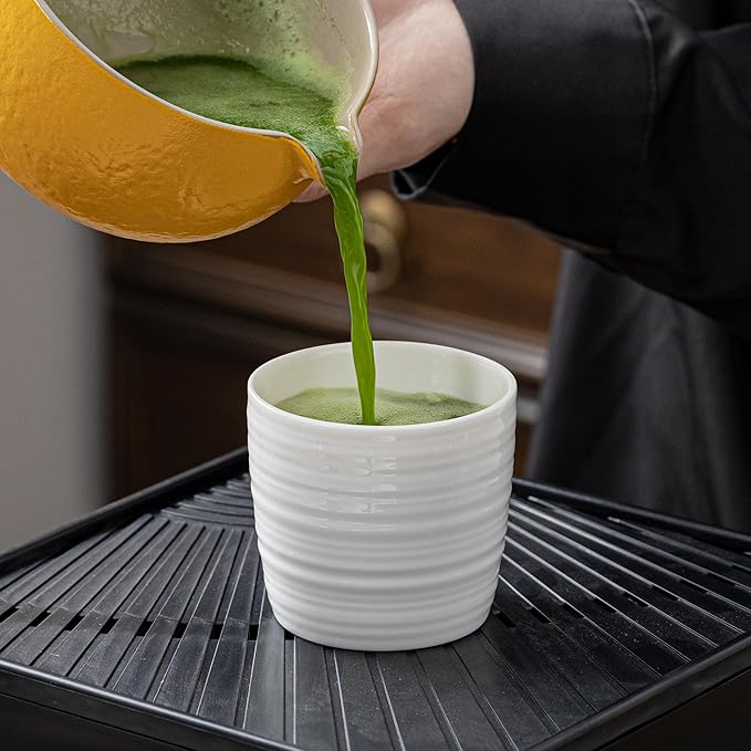 TEANAGOO Japanese Tea Cup, 7.1 Oz / 210 ml, Pure White, 4 Pcs/Box, Asian Tea Cup, Microwave & Dishwasher Safe