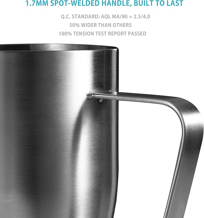 Milk Frothering Pitcher - LinsnField Pro-Grade Premium 304 S/S 30oz Stainless Steel Espresso Steaming Pitcher