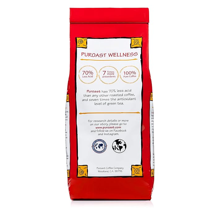 Puroast Low Acid Coffee Ground | Lost Art Blend Ground | Medium Roast | High Antioxidants & High pH |No Bitter Aftertaste | Reduced Heartburn & GERD | Suitable for Cold Brew - 2.2 LB