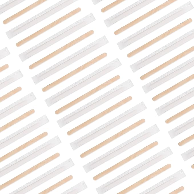 7.5 Inch 1000 Pcs Individually Wrapped Coffee Stirrers, Paper Wrapped Coffee Stir Sticks, Wrapped Stir Sticks, Tea and Hot Chocolate Gifts