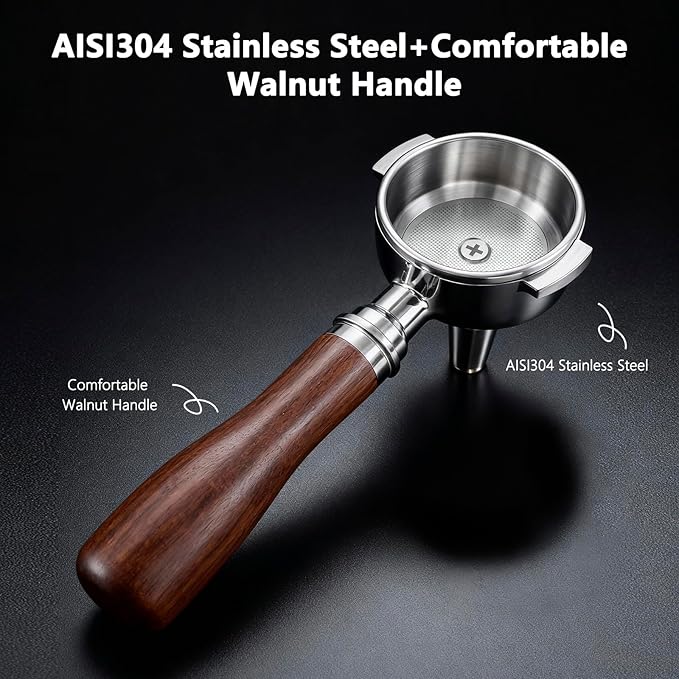 Espresso Accessories, 58mm Tea Portafilter with Premium Walnut Wood Handle Fits for E61 Group Head, La Marzocco and more