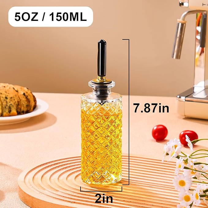 Glass Coffee Syrup Dispenser Bottles 5 OZ, Simple Syrup Bottles with Metal Pour Spout, Syrup Dispenser for Coffee Bar Accessories for Maple Honey Syrup Oil and Sauces