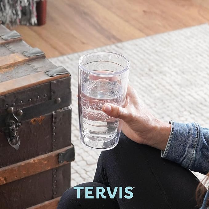 Tervis Clear & Colorful Tabletop - Bayou View Collection Made in USA Double Walled Insulated Tumbler Travel Cup Keeps Drinks Cold & Hot, 16oz - 4pk, Assorted Pastels