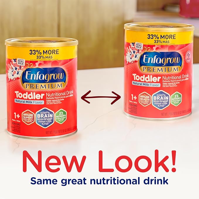 Enfagrow NeuroPro Toddler Nutritional Drink, Made with Real Milk, Brain-Building Omega-3 DHA, Nutrients and Prebiotics for Growth & Immune Support, Non-GMO, Toddler Milk Powder, 32 Oz Can (Pack of 2)